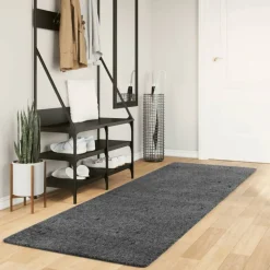 vidaXL gulvtæppe OVIEDO 80x250 cm kort luv antracitgrå