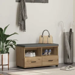 vidaXL Hallbænk Artisan Eg 80 x 38 x 46 cm Kunstigt træ og stof