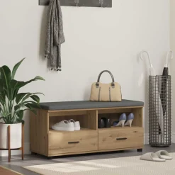 vidaXL Hallbænk Artisan Eg 100 x 38 x 46 cm Kunstigt træ og stof