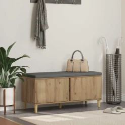 vidaXL Hallbænk Artisan Eg 100 x 38 x 46 cm Kunstigt træ og stof
