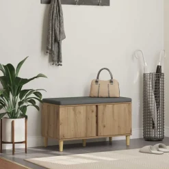 vidaXL Hallbænk Artisan Eg 80 x 38 x 46 cm Kunstigt træ og stof
