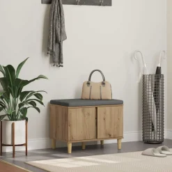 vidaXL Hallbænk Artisan Eg 60 x 38 x 46 cm Kunstigt træ og stof