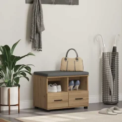 vidaXL Hallbænk Artisan Eg 60 x 38 x 46 cm Kunstigt træ og stof