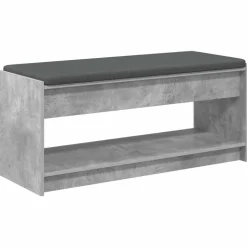 vidaXL Hallbænk BetonGrå 103 x 38 x 45 cm Kunstigt træ og stof