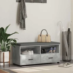 vidaXL Hallbænk BetonGrå 100 x 38 x 46 cm Kunstigt træ og stof