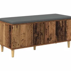 vidaXL Hallbænk Gammelt træ 100 x 38 x 46 cm Kunstigt træ og stof