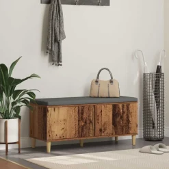 vidaXL Hallbænk Gammelt træ 100 x 38 x 46 cm Kunstigt træ og stof