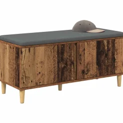 vidaXL Hallbænk Gammelt træ 100 x 38 x 46 cm Kunstigt træ og stof