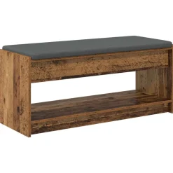 vidaXL Hallbænk Gammelt træ 103 x 38 x 45 cm Kunstigt træ og stof