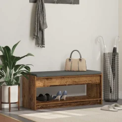 vidaXL Hallbænk Gammelt træ 103 x 38 x 45 cm Kunstigt træ og stof