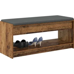vidaXL Hallbænk Gammelt træ 103 x 38 x 45 cm Kunstigt træ og stof