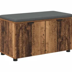 vidaXL Hallbænk Gammelt træ 80 x 38 x 46 cm Kunstigt træ og stof