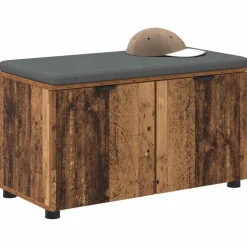 vidaXL Hallbænk Gammelt træ 80 x 38 x 46 cm Kunstigt træ og stof