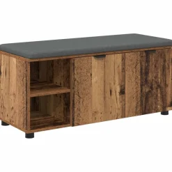 vidaXL Hallbænk Gammelt træ 100 x 38 x 46 cm Kunstigt træ og stof