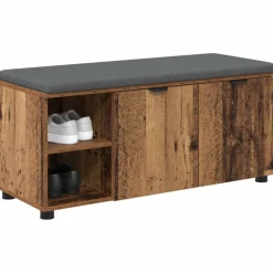 vidaXL Hallbænk Gammelt træ 100 x 38 x 46 cm Kunstigt træ og stof