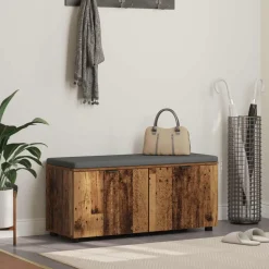 vidaXL Hallbænk Gammelt træ 100 x 38 x 46 cm Kunstigt træ og stof
