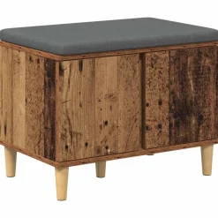 vidaXL Hallbænk Gammelt træ 60 x 38 x 46 cm Kunstigt træ og stof