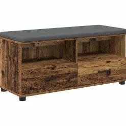 vidaXL Hallbænk Gammelt træ 100 x 38 x 46 cm Kunstigt træ og stof