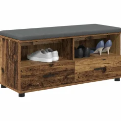 vidaXL Hallbænk Gammelt træ 100 x 38 x 46 cm Kunstigt træ og stof