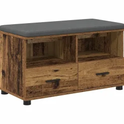vidaXL Hallbænk Gammelt træ 80 x 38 x 46 cm Kunstigt træ og stof