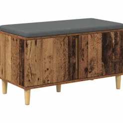vidaXL Hallbænk Gammelt træ 80 x 38 x 46 cm Kunstigt træ og stof
