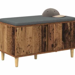 vidaXL Hallbænk Gammelt træ 80 x 38 x 46 cm Kunstigt træ og stof