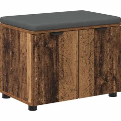 vidaXL Hallbænk Gammelt træ 60 x 38 x 46 cm Kunstigt træ og stof