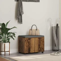 vidaXL Hallbænk Gammelt træ 60 x 38 x 46 cm Kunstigt træ og stof