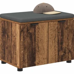 vidaXL Hallbænk Gammelt træ 60 x 38 x 46 cm Kunstigt træ og stof