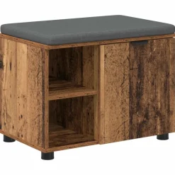 vidaXL Hallbænk Gammelt træ 60 x 38 x 46 cm Kunstigt træ og stof