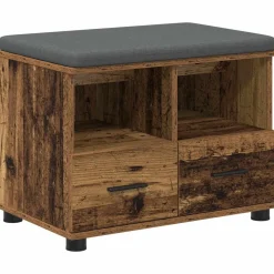 vidaXL Hallbænk Gammelt træ 60 x 38 x 46 cm Kunstigt træ og stof