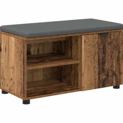 vidaXL Hallbænk Gammelt træ 80 x 38 x 46 cm Kunstigt træ og stof