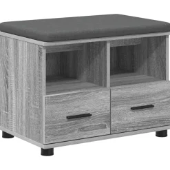 vidaXL Hallbænk Grå Sonoma 60 x 38 x 46 cm Kunstigt træ og stof