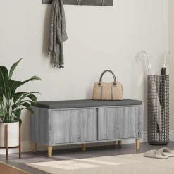 vidaXL Hallbænk Grå Sonoma 100 x 38 x 46 cm Kunstigt træ og stof