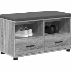vidaXL Hallbænk Grå Sonoma 80 x 38 x 46 cm Kunstigt træ og stof