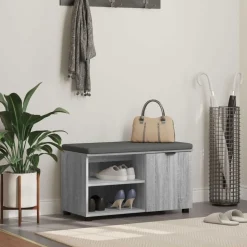 vidaXL Hallbænk Grå Sonoma 80 x 38 x 46 cm Kunstigt træ og stof