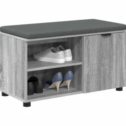vidaXL Hallbænk Grå Sonoma 80 x 38 x 46 cm Kunstigt træ og stof
