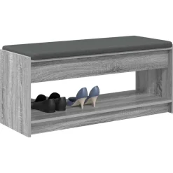 vidaXL Hallbænk Grå Sonoma 103 x 38 x 45 cm Kunstigt træ og stof