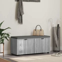 vidaXL Hallbænk Grå Sonoma 100 x 38 x 46 cm Kunstigt træ og stof