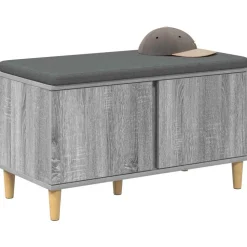 vidaXL Hallbænk Grå Sonoma 80 x 38 x 46 cm Kunstigt træ og stof