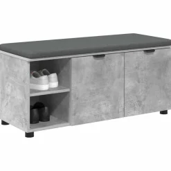 vidaXL Hallbænk med dør BetonGrå 100 x 38 x 46 cm Kunstigt træ og stof
