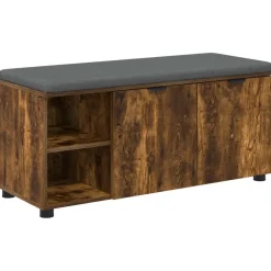 vidaXL Hallbænk med dør Røget Eg 100 x 38 x 46 cm Kunstigt træ og stof