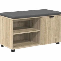vidaXL Hallbænk med dør Sonoma eg 80 x 38 x 46 cm Kunstigt træ og stof