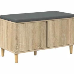 vidaXL Hallbænk med dør Sonoma eg 80 x 38 x 46 cm Kunstigt træ og stof