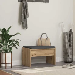 vidaXL Hallbænk med pude Artisan Egetræ 63 x 38 x 40 cm