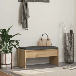 vidaXL Hallbænk med pude Artisan Egetræ 83 x 38 x 40 cm