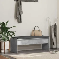 vidaXL Hallbænk med pude Beton Grå 103 x 38 x 40 cm
