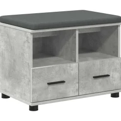 vidaXL Hallbænk med pude BetonGrå 60 x 38 x 46 cm Kunstigt træ og stof