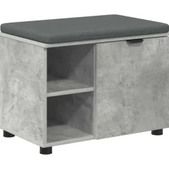 vidaXL Hallbænk med pude BetonGrå 60 x 38 x 46 cm Kunstigt træ og stof