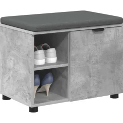 vidaXL Hallbænk med pude BetonGrå 60 x 38 x 46 cm Kunstigt træ og stof